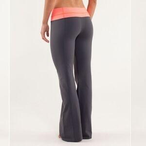 lululemon athletica Gray Flare Leggings with Coral Waistband